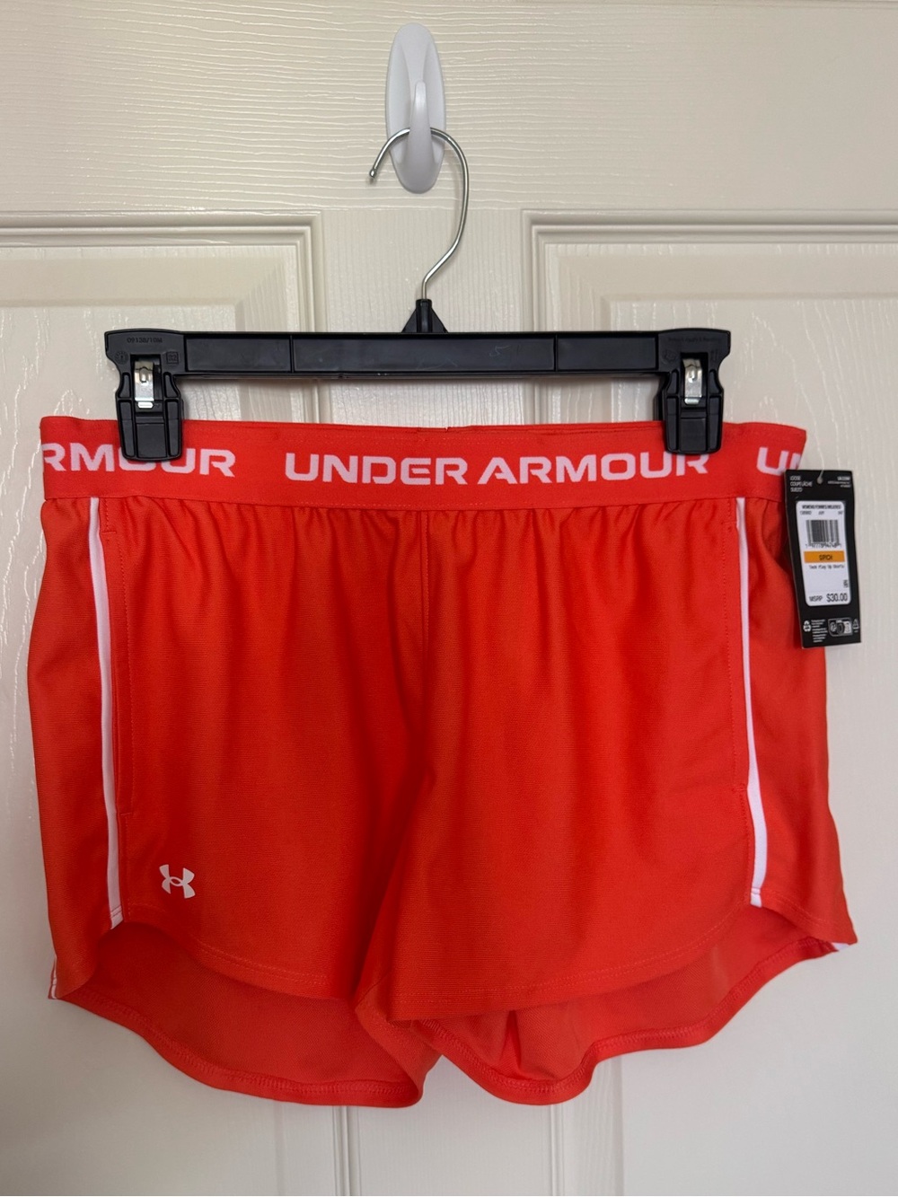 Under Armour Women’s Red Athletic Shorts with White Trim